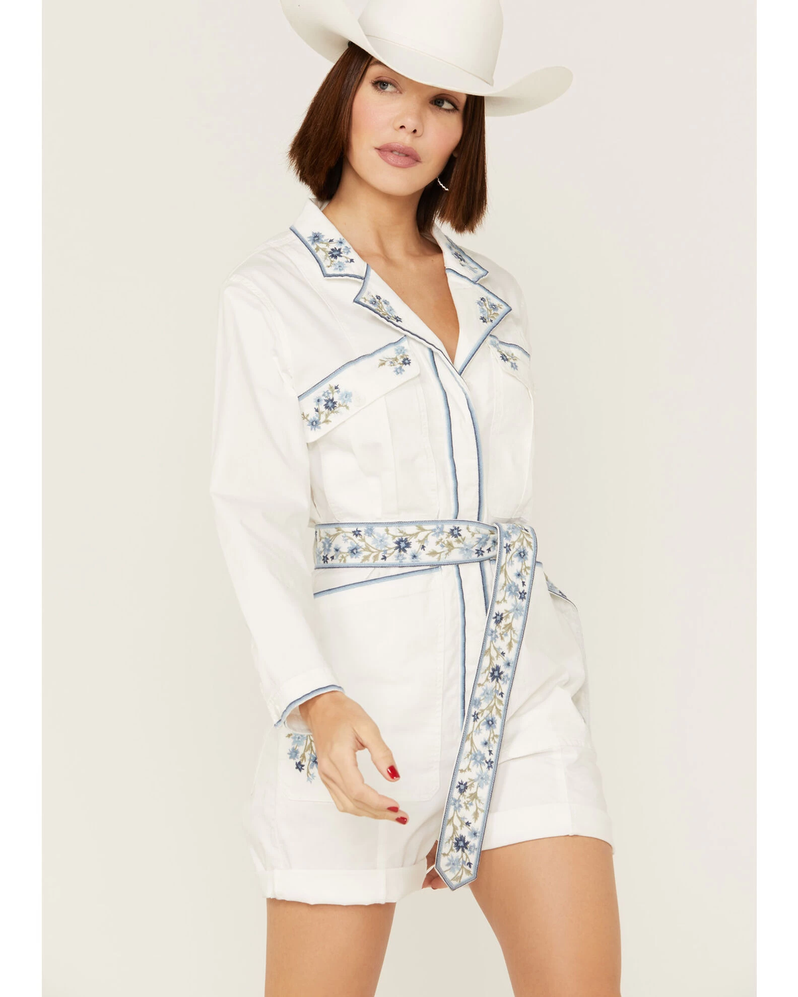 Driftwood Women's Embroidered Floral Shortall Romper 4 Driftwood Women's Embroidered Floral Shortall Romper - Image 4