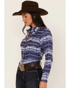 Ariat Women's R.E.A.L. Southwestern Oceanic Print Long Sleeve Western Pearl Snap Shirt -Women - Western Cowboy 2000362866 400 P2