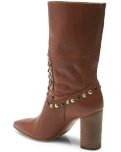 Free People Women's Dakota Heel Studded Leather Western Boots - Pointed Toe