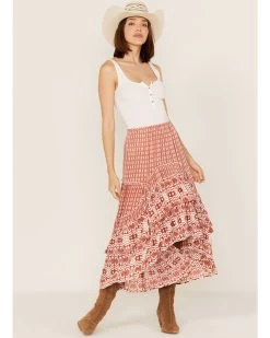 Talisman Women's Sassy Print Ruffle Midi Skirt -Women - Western Cowboy 2000365268 600 P1