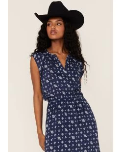 Stetson Women's Ditsy Floral Paisley Print Ruffle Flounce Midi Dress -Women - Western Cowboy 2000366898 400 P2