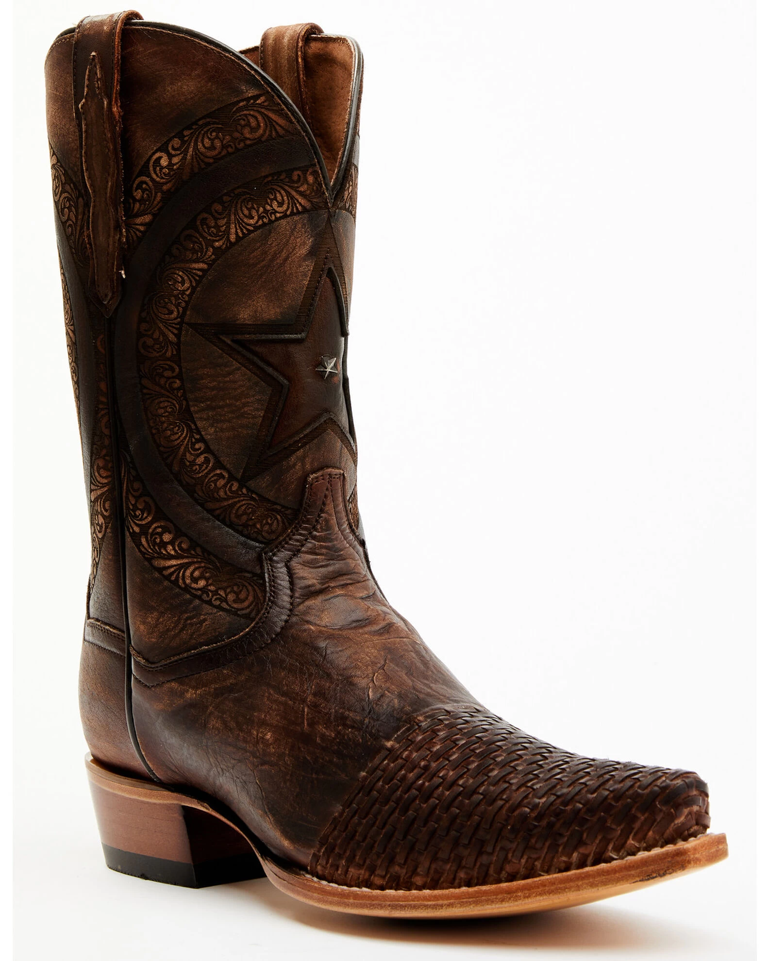 Dan Post Men's Embossed Star & Studded Basketweave Western Leather Boots - Snip Toe 4 Dan Post Men's Embossed Star & Studded Basketweave Western Leather Boots - Snip Toe - Image 4