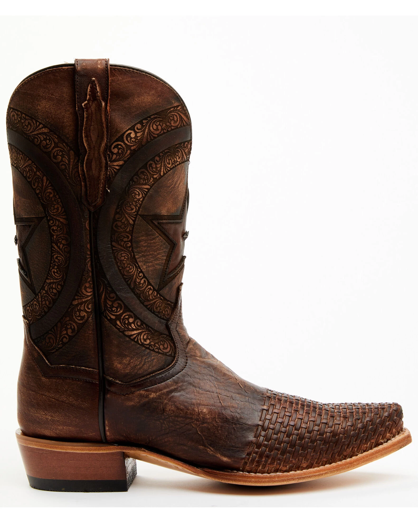 Dan Post Men's Embossed Star & Studded Basketweave Western Leather Boots - Snip Toe 7 Dan Post Men's Embossed Star & Studded Basketweave Western Leather Boots - Snip Toe - Image 7