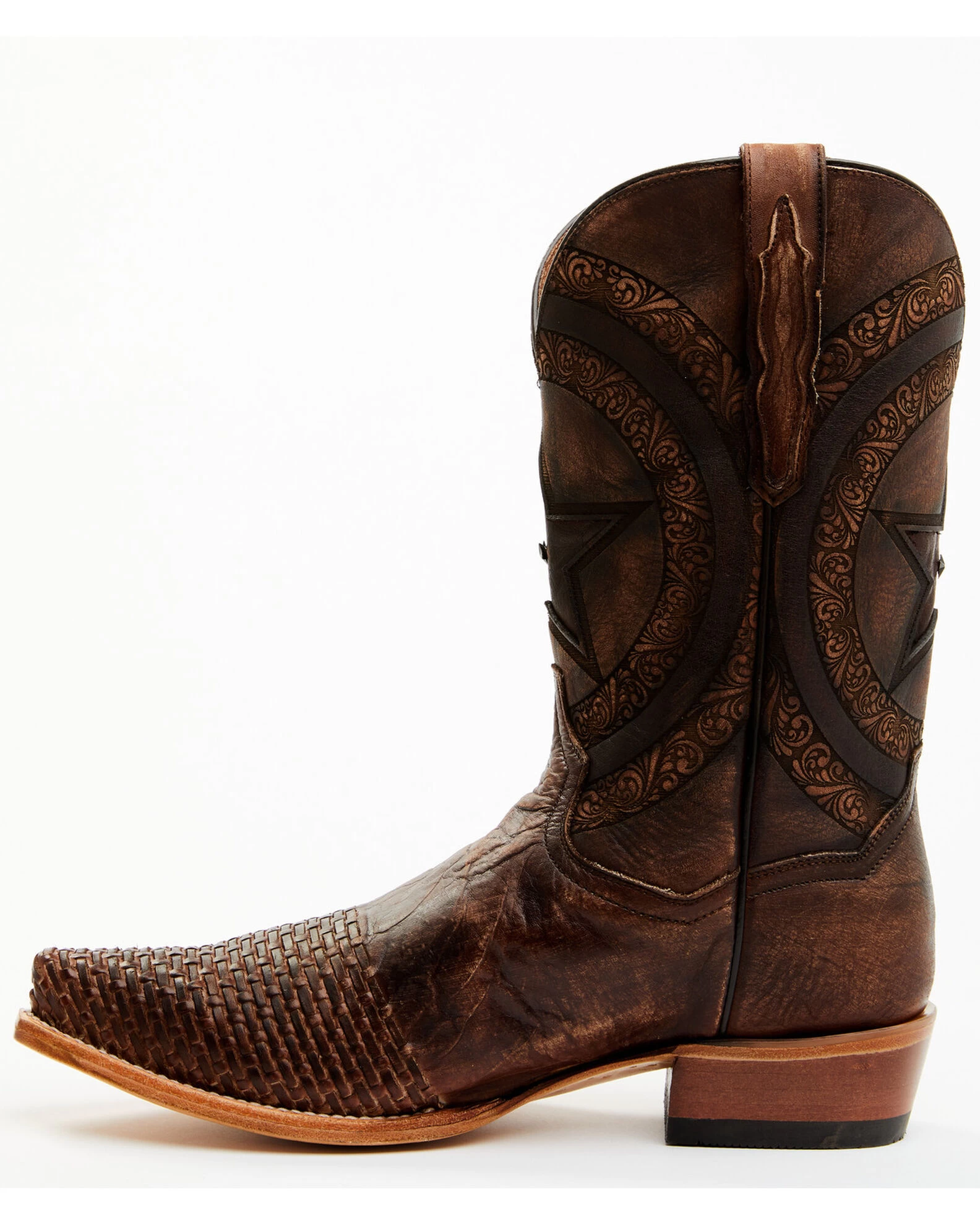 Dan Post Men's Embossed Star & Studded Basketweave Western Leather Boots - Snip Toe 3 Dan Post Men's Embossed Star & Studded Basketweave Western Leather Boots - Snip Toe - Image 3
