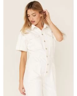 Free People Women's Marci Short Sleeve Button Down Jumpsuit 6 Free People Women's Marci Short Sleeve Button Down Jumpsuit -Women - Western Cowboy 2000371747 100 P1