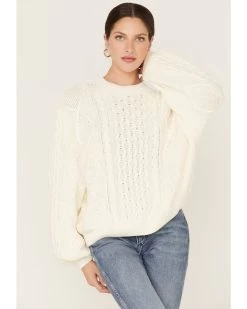 Wrangler Women's Relaxed Cable Knit Sweater -Women - Western Cowboy 2000372606 110 P1