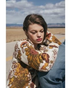 Cleo + Wolf Women's Floral Knit Jacquard Long Cardigan Sweater 7 Cleo + Wolf Women's Floral Knit Jacquard Long Cardigan Sweater -Women - Western Cowboy 2000372896 110 P1