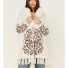 Shyanne Women's Paisley Knit Fringe & Faux Fur Cardigan