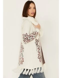 Shyanne Women's Paisley Knit Fringe & Faux Fur Cardigan -Women - Western Cowboy 2000373040 103 P2