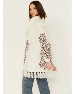 Shyanne Women's Paisley Knit Fringe & Faux Fur Cardigan -Women - Western Cowboy 2000373040 103 P4