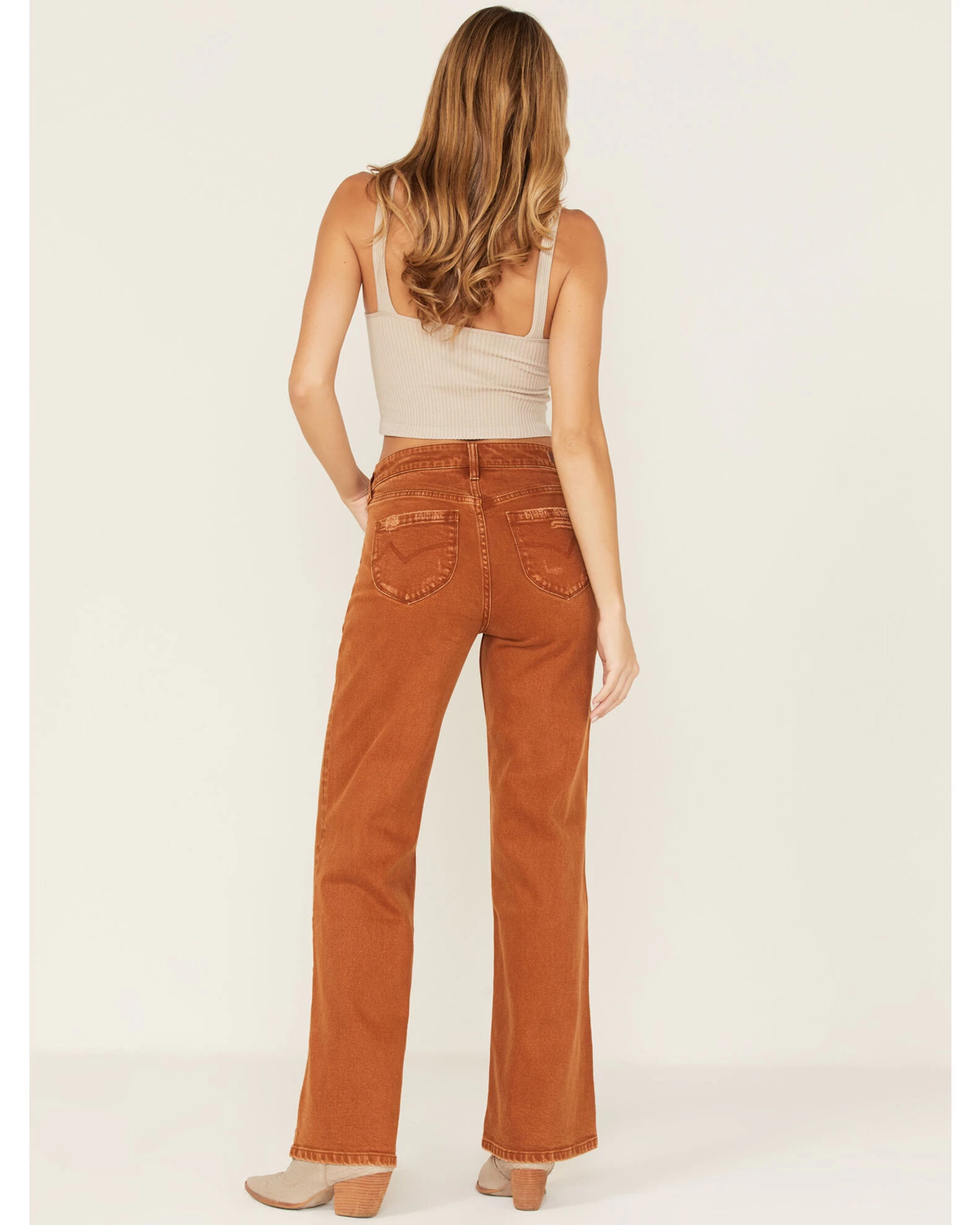 Cleo + Wolf Women's High Rise Distressed Stretch Loose Wide Jeans 3 Cleo + Wolf Women's High Rise Distressed Stretch Loose Wide Jeans - Image 3