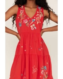 Johnny Was Women's Cleo Tiered Knit Embroidered Floral Tank Dress -Women - Western Cowboy 2000373886 600 P3