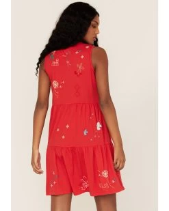 Johnny Was Women's Cleo Tiered Knit Embroidered Floral Tank Dress -Women - Western Cowboy 2000373886 600 P4