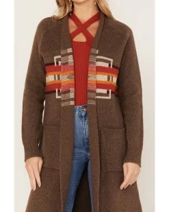 Pendleton Women's Striped Vibrant Pattern Knit Cardigan Duster Sweater