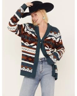 Wrangler Retro Women's Southwestern Striped Cardigan -Women - Western Cowboy 2000374518 442 P1