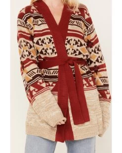 Wrangler Retro Women's Southwestern Print Hooded Cardigan -Women - Western Cowboy 2000374522 104 P3