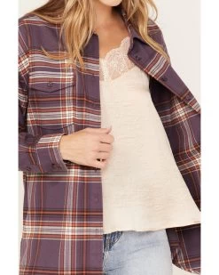 Cleo + Wolf Women's Plaid Print Oversized Long Sleeve Flannel Button Down Shirt 7 Cleo + Wolf Women's Plaid Print Oversized Long Sleeve Flannel Button Down Shirt -Women - Western Cowboy 2000374827 560 P3