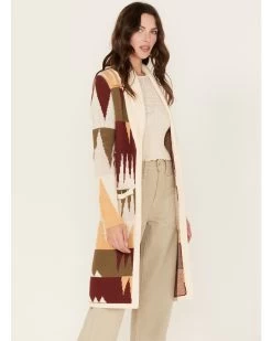 Shyanne Women's Geo Print Duster Cardigan -Women - Western Cowboy 2000375282 103 P1
