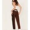 Rock & Roll Denim Women's Two Tone Color Block Faux Suede High Rise Straight Pants