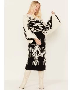 Ariat Women's Chimayo Intarsia Southwestern Knit Midi Sweater Skirt -Women - Western Cowboy 2000377709 001 P1