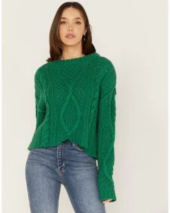 Free People Women's Cutting Edge Cable Knit Sweater 6 Free People Women's Cutting Edge Cable Knit Sweater -Women - Western Cowboy 2000378057 300 P1