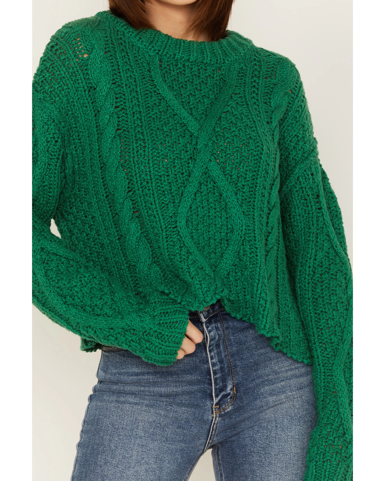 Free People Women's Cutting Edge Cable Knit Sweater 1 Free People Women's Cutting Edge Cable Knit Sweater