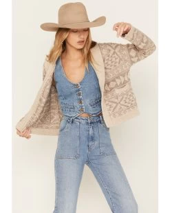 Stetson Women's Southwestern Stripe Knit Cropped Cardigan -Women - Western Cowboy 2000378247 110 P1