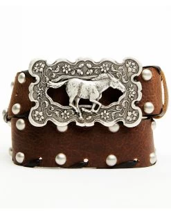 Tasha Polizzi Women's Gallup Studded Horse & Floral Buckle Belt