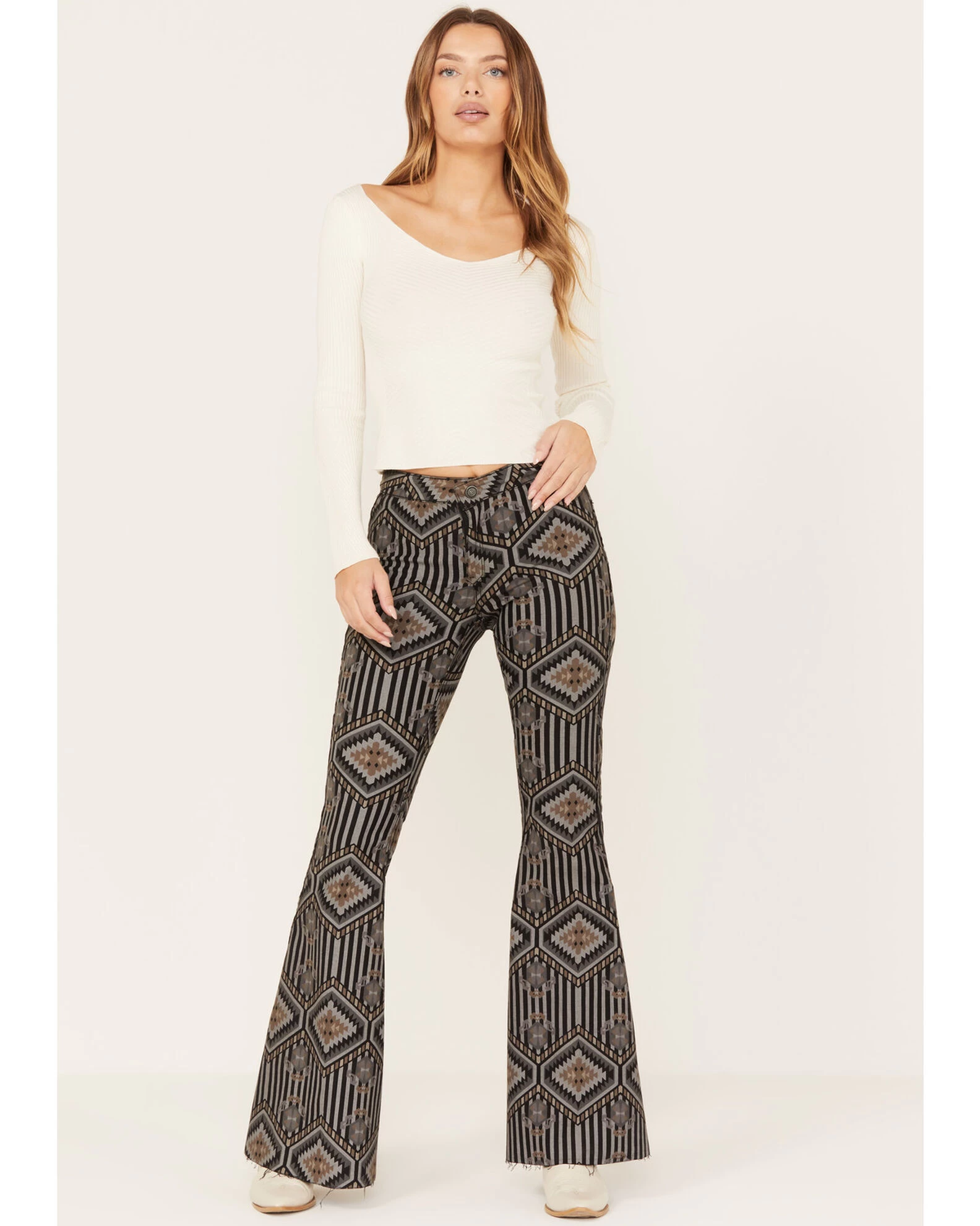 Rock & Roll Denim Women's Southwestern Print Reversible Stretch Flare Jeans 2 Rock & Roll Denim Women's Southwestern Print Reversible Stretch Flare Jeans - Image 2