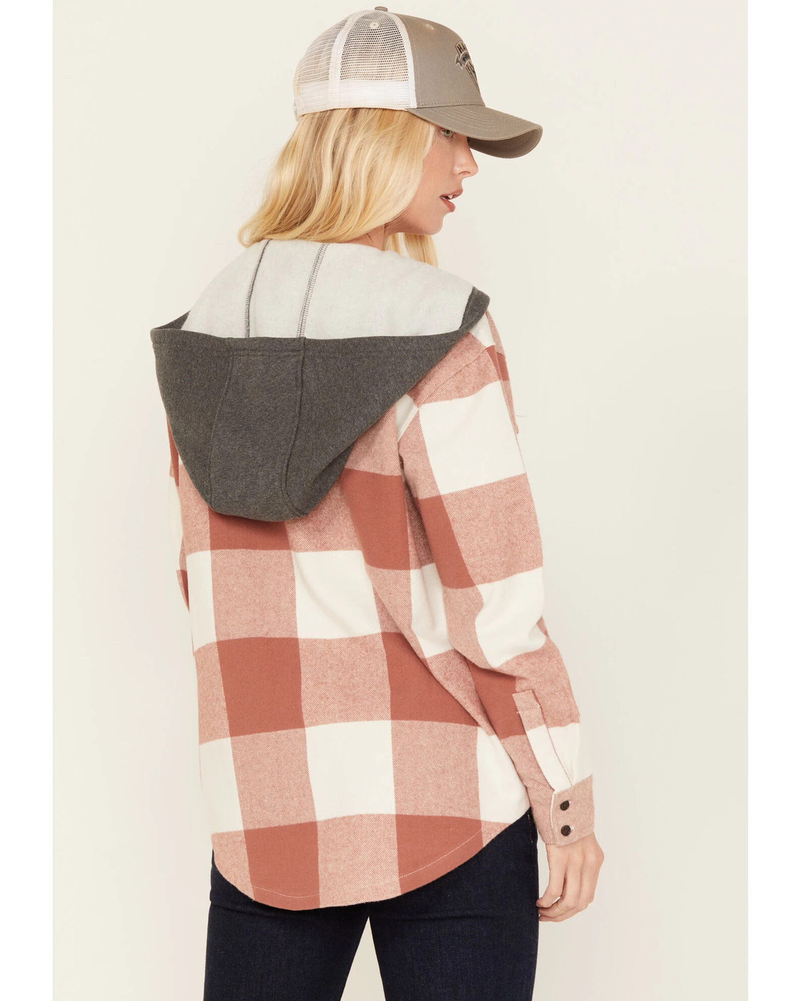 Cleo + Wolf Women's Buffalor Plaid Print Hooded Flannel Shirt 4 Cleo + Wolf Women's Buffalor Plaid Print Hooded Flannel Shirt - Image 4