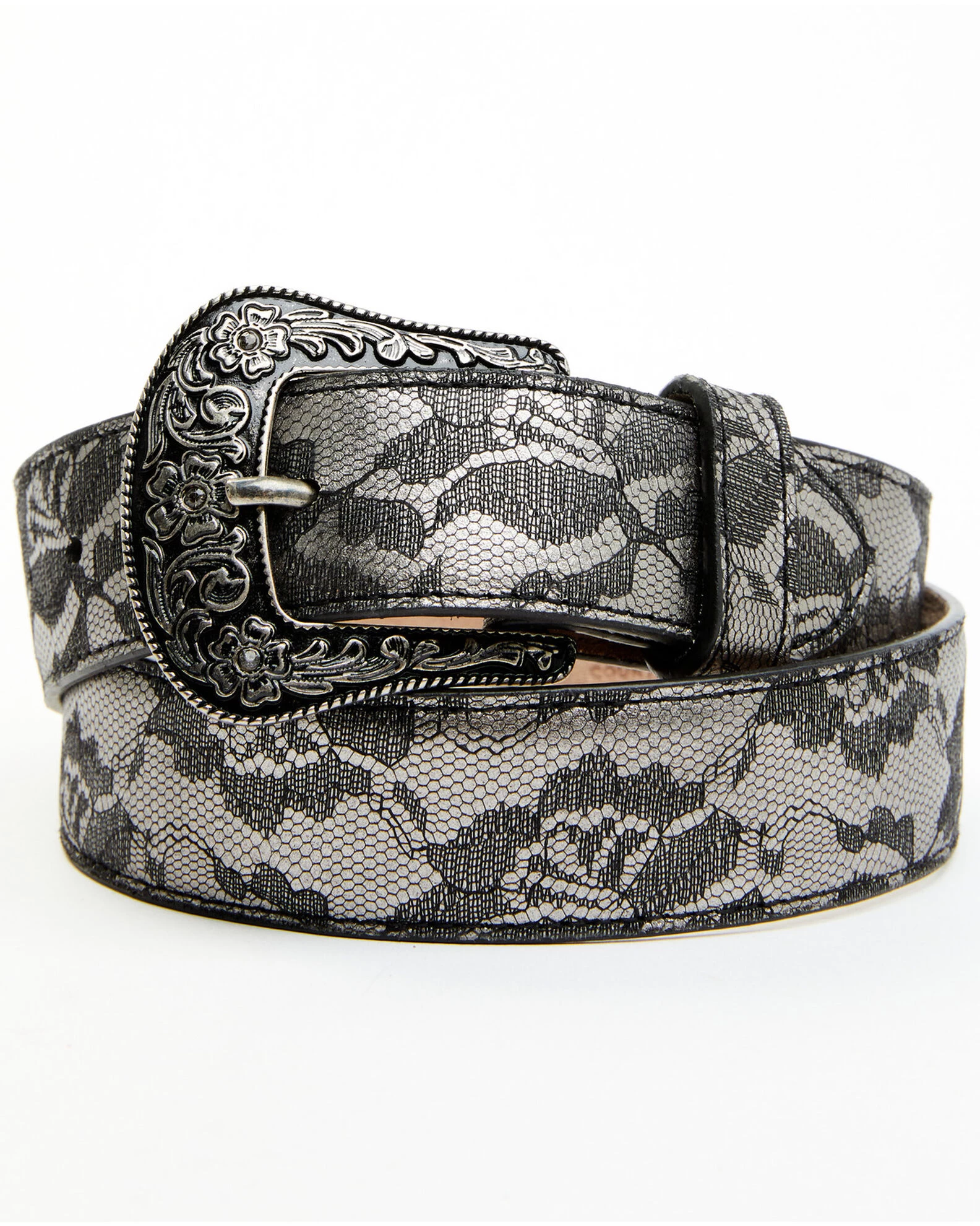 Shyanne Women's Silver Floral Lace Belt 2 Shyanne Women's Silver Floral Lace Belt - Image 2