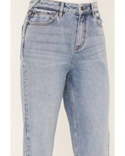 Cleo + Wolf Women's Medium Wash Short Straight Cuffed Jeans