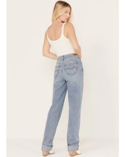 Cleo + Wolf Women's Medium Wash Short Straight Cuffed Jeans -Women - Western Cowboy 2000381494 414 P3