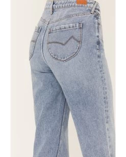 Cleo + Wolf Women's Medium Wash Short Straight Cuffed Jeans -Women - Western Cowboy 2000381494 414 P4