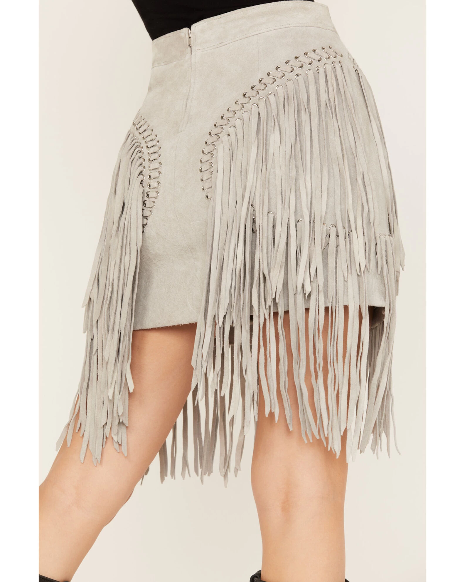 Wonderwest Women's Suede Fringe Mini Skirt 3 Wonderwest Women's Suede Fringe Mini Skirt - Image 3