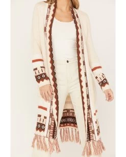 Shyanne Women's Southwestern Border Knit Maxi Cardigan