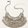 Wonderwest Women's Silver Statement Bib Necklace