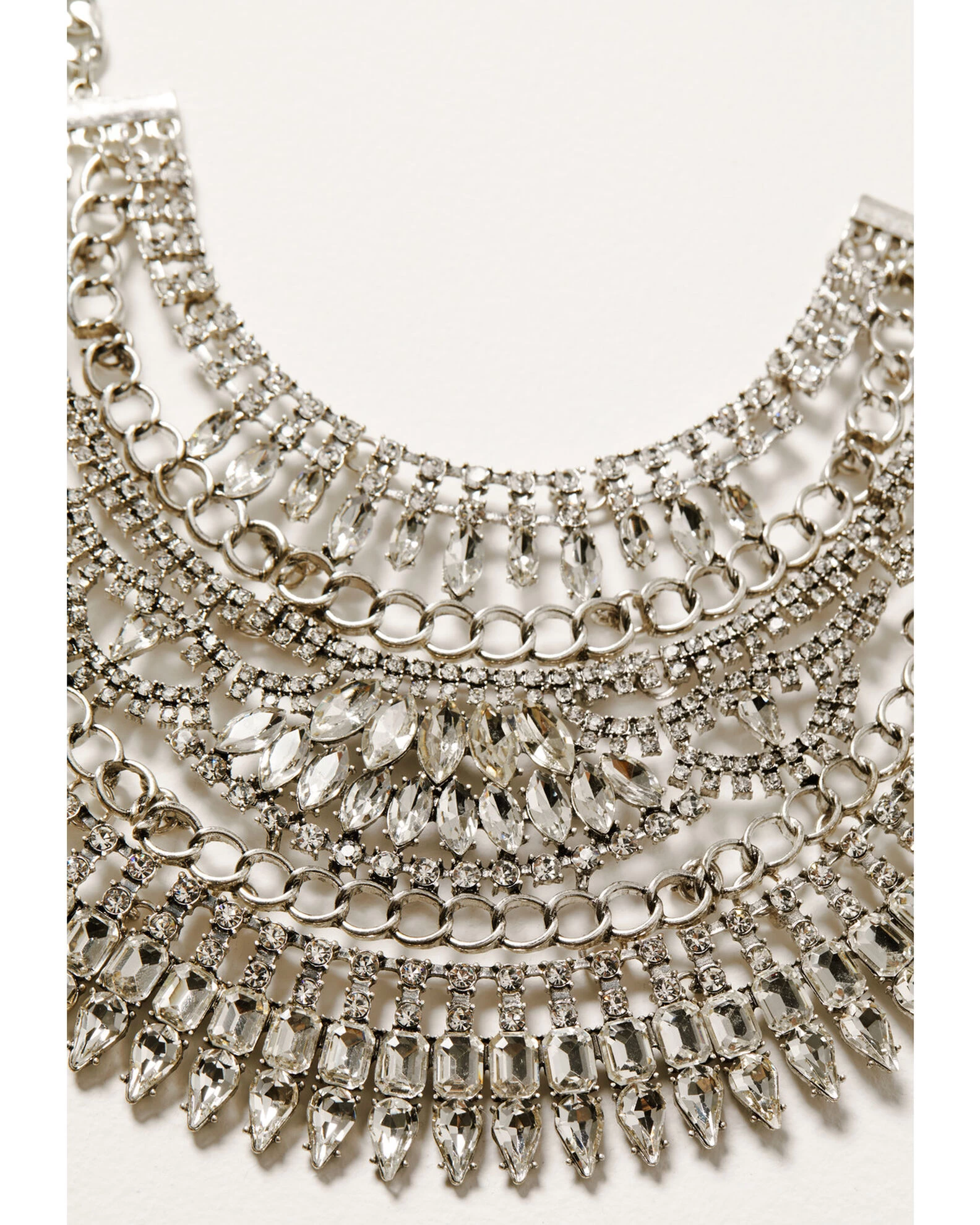 Wonderwest Women's Silver Statement Bib Necklace 3 Wonderwest Women's Silver Statement Bib Necklace - Image 3
