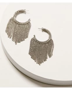 Wonderwest Women's Rhinestone Fringe Hoop Earrings -Women - Western Cowboy 2000383401 040 P2