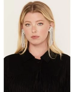 Wonderwest Women's Rhinestone Fringe Ear Crawler Earrings -Women - Western Cowboy 2000383402 040 P1