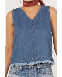 Wrangler Women's Denim Frayed Tank -Women - Western Cowboy 2000383476 400 P3