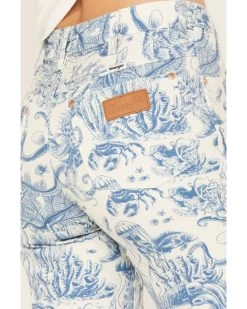 Wrangler Women's High Rise Nautical Print Wanderer Flare Jeans 6 Wrangler Women's High Rise Nautical Print Wanderer Flare Jeans -Women - Western Cowboy 2000383489 900 P4