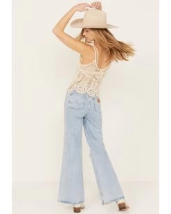 Wrangler Women's Light Wash Destructed Loose Flare Jeans