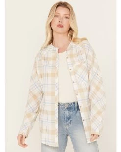 Cleo + Wolf Women's Oversized Plaid Print Button Up 6 Cleo + Wolf Women's Oversized Plaid Print Button Up -Women - Western Cowboy 2000386559 110 P2