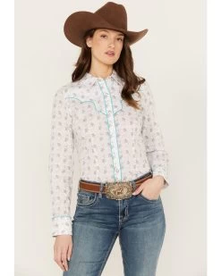 Rock & Roll Denim Women's Floral Long Sleeve Pearl Snap Western Shirt -Women - Western Cowboy 2000387593 100 P1