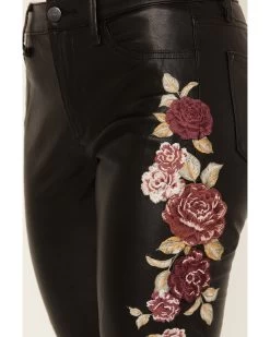 Driftwood Women's High Rise Vegan Leather Fallen Roses Flare Pants -Women - Western Cowboy 2000392197 001 P2