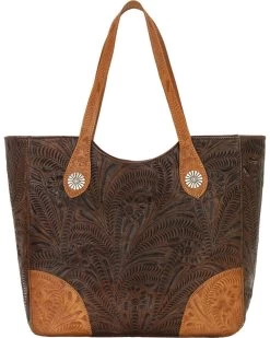 American West Women's Annie's Secret Collection Brown Large Zip Top Tote -Women - Western Cowboy 2588C4 41 D2