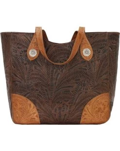 American West Women's Annie's Secret Collection Brown Large Zip Top Tote