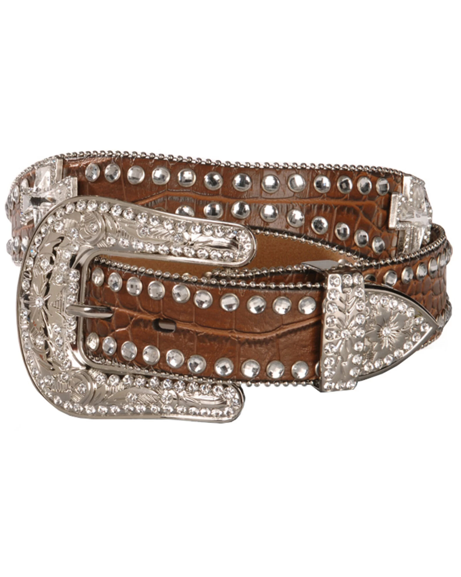 Blazin Roxx Scalloped Rhinestone Cross Croc Print Belt 1 Blazin Roxx Scalloped Rhinestone Cross Croc Print Belt