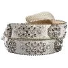 Blazin Roxx Floral Concho & Crystal Metallic Silver Leather Belt